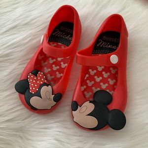 Mini Mickey and Minnie red shoes Jellies size 11